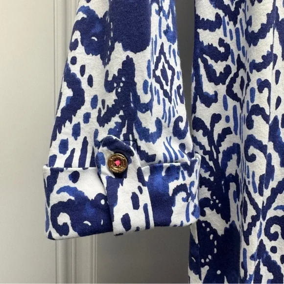 Lilly Pulitzer Ocean Ridge Dress  "Tons of Fun" Elephant Print Blue and White - Picture 7 of 14